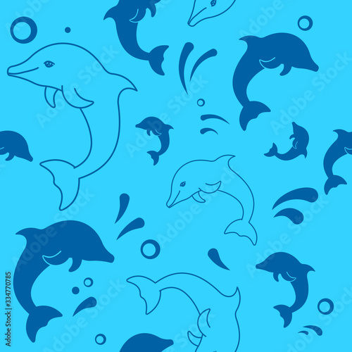 blue pattern with dolphins
