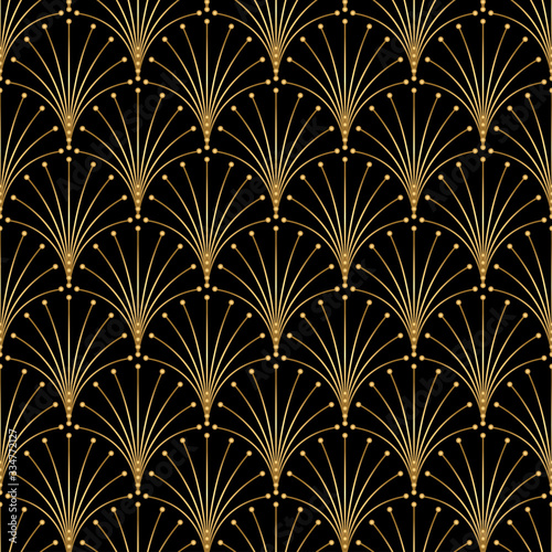 Art Deco Pattern. Seamless white and gold background