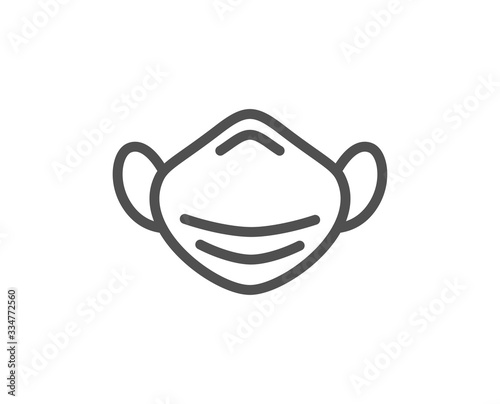 Medical mask line icon. Safety breathing respiratory mask sign. Coronavirus face protection symbol. Quality design element. Editable stroke. Linear style medical respirator icon. Vector