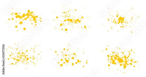 Beautiful set of yellow watercolor drops brushes