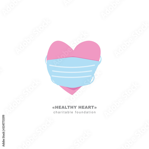 Charity Foundation about health logo. Healthy heart logo. Social assistance to the sick logo