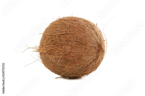 Whole coconut isolated on white background. Tropical fruit