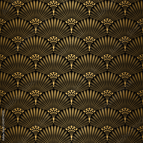 Art Deco Pattern. Seamless white and gold background