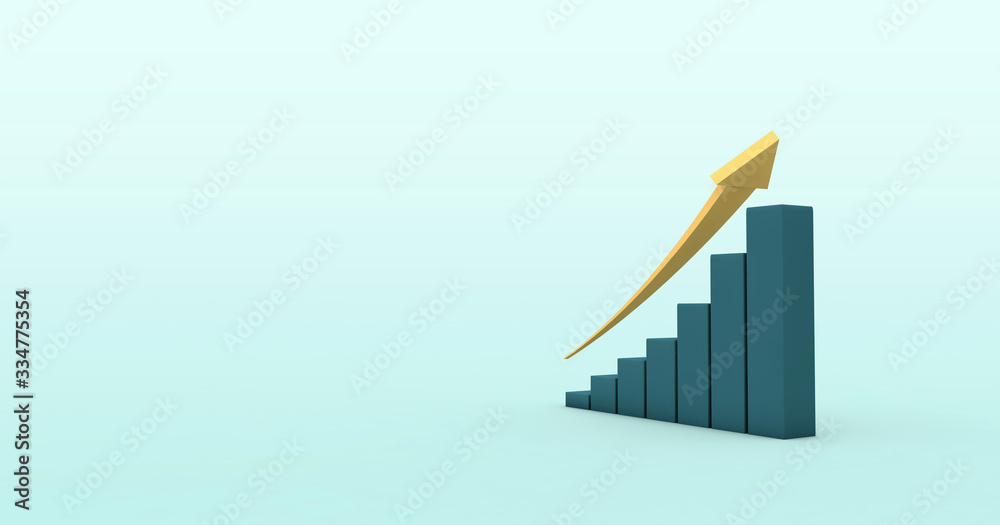 Improving your business concept background. Growing 3D bar chart with an arrow. Improving your business concept background. Growing 3D bar chart with an arrow.