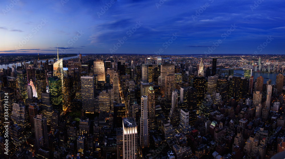 view of the buildings of New York at night
