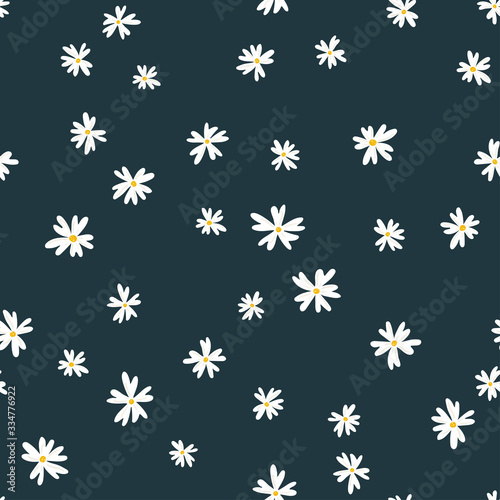 Cute hand drawn floral seamless pattern, lovely flower background, great for textiles, banners, wallpapers - vector design