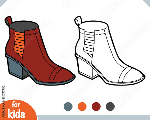 Coloring book, cartoon shoe collection. Chelsea boot