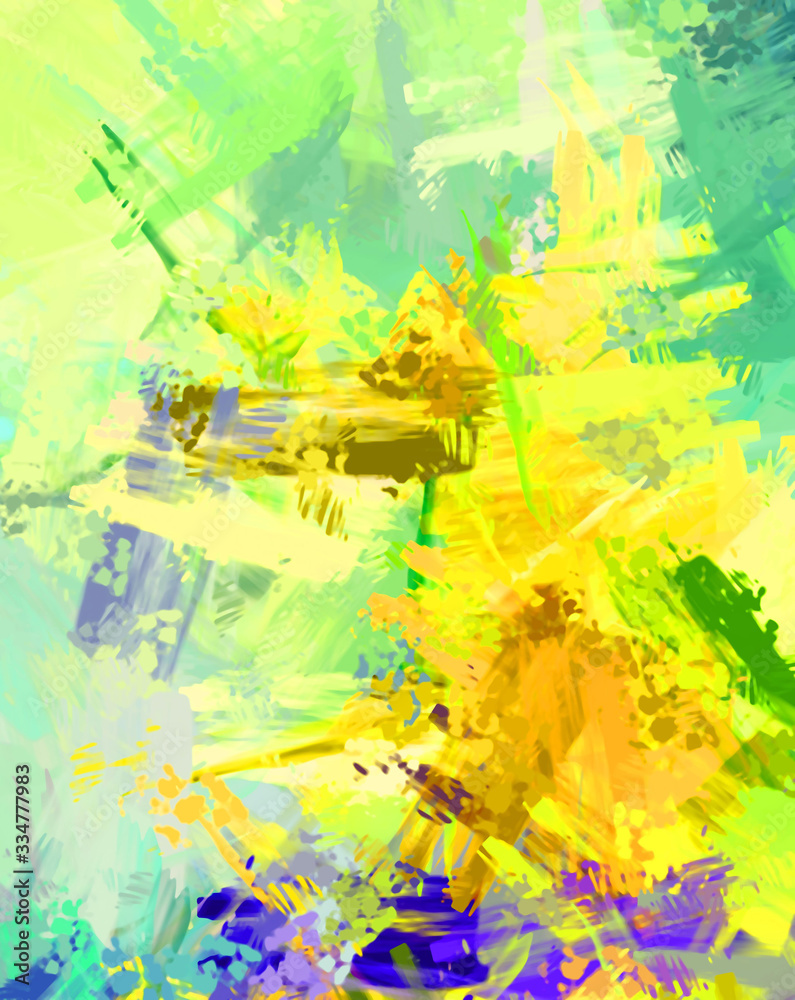 Fototapeta premium Brushed Painted Abstract Background. Brush stroked painting. Artistic vibrant and colorful wallpaper..