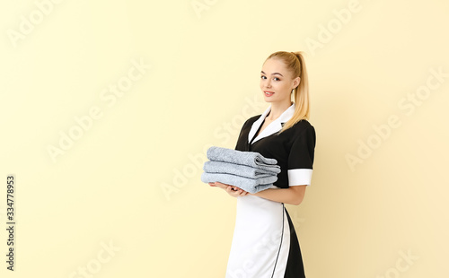 Beautiful young chambermaid...