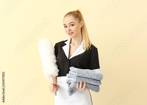 Beautiful young chambermaid...