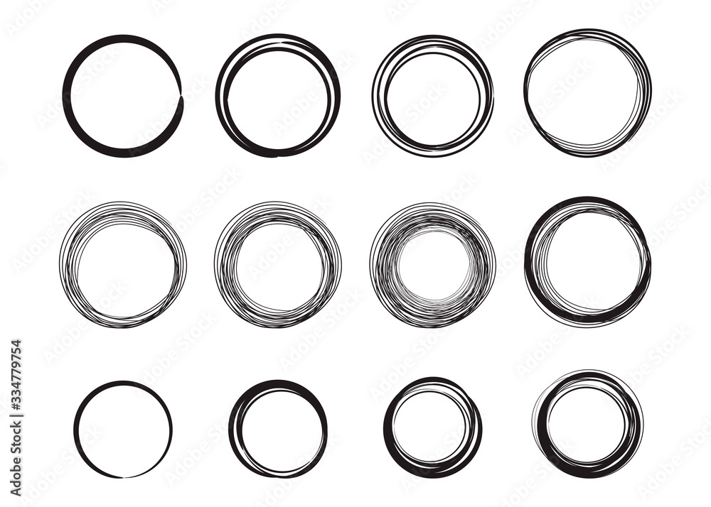 Hand drawn circle and Oval line sketch,vector design Hand drawn circle and Oval line sketch,vector design