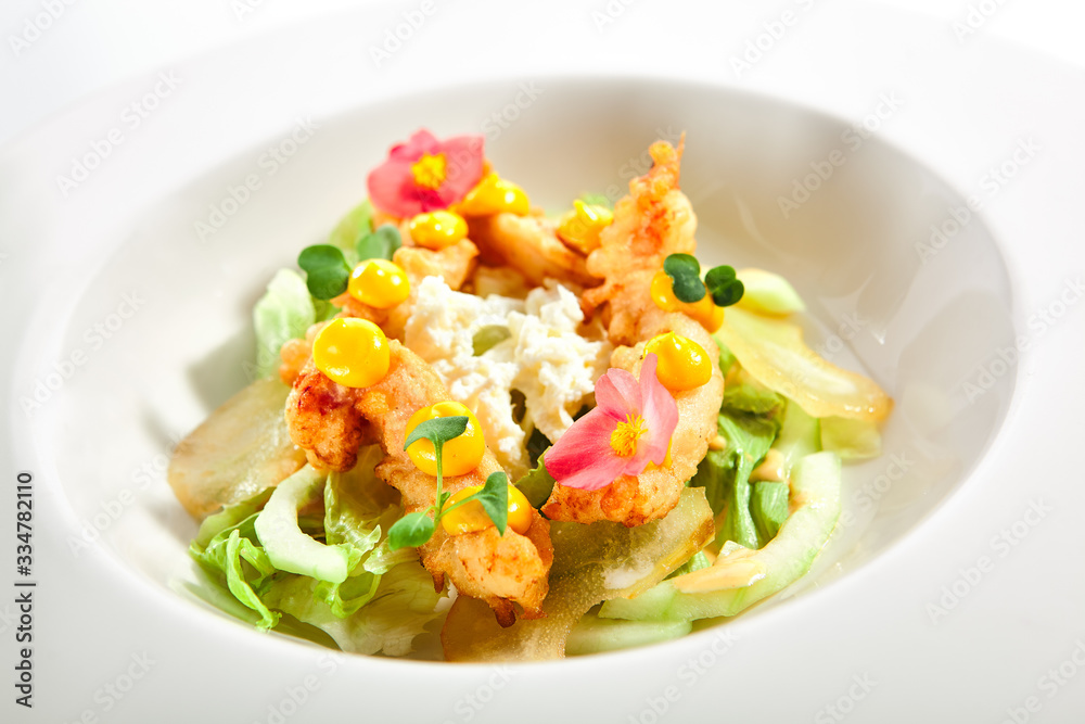 Warm salad with crispy langoustines Warm salad with crispy langoustines