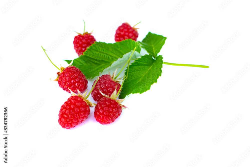 Ripe raspberries isolated on white background Ripe raspberries isolated on white background