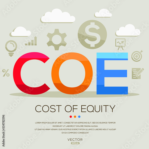 coe mean (cost of equity) ,letters and icons,Vector illustration.
