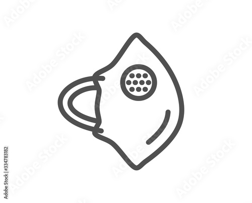 Medical mask N95 line icon. Safety breathing respiratory mask sign. Coronavirus face protection symbol. Quality design element. Editable stroke. Linear style medical respirator icon. Vector