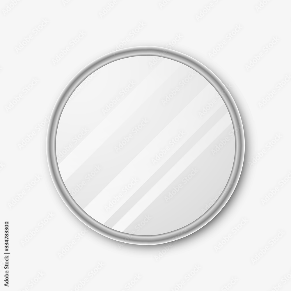 Mirror with chrome frame on the wall vector template. Mirror with chrome frame on the wall vector template.