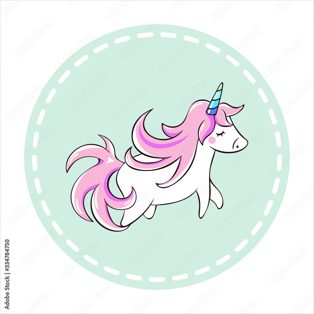 Fototapeta premium Children's vector illustration in cartoon style. fairy unicorn character