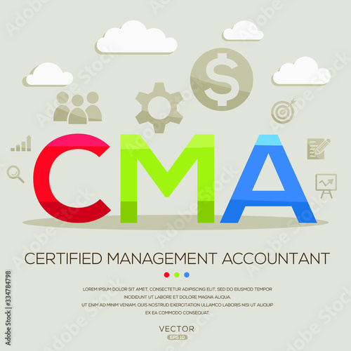  CMA mean (certified management accountant) ,letters and icons,Vector illustration.