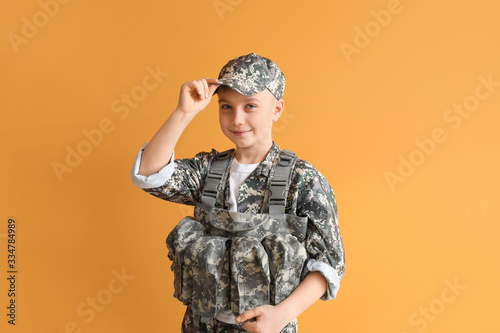 Cute little soldier on colo...