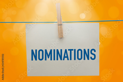 Schilderij op canvas Text sign showing Nominations