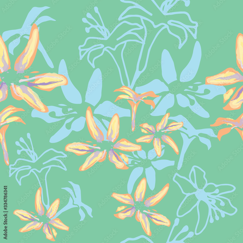 Seamless floral pattern with hand draw spring flower