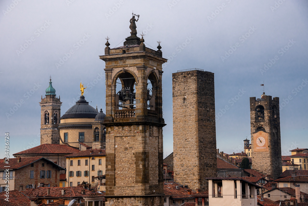 landmarks of Italy - beautiful medieval town Bergamo, Lombardy