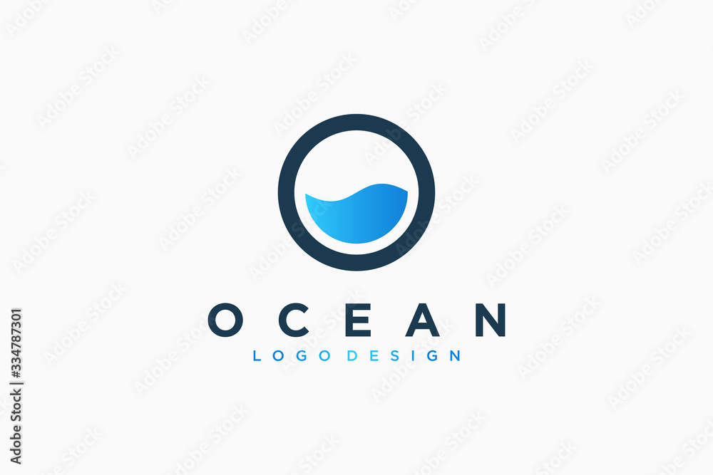 Abstract Sun and Water Sea Ocean Logo. Dark Blue Circle Line Sun with Blue Sea Water Drop inside. Usable for Business and Nature Logos. Flat Vector Logo Design Template Element. Abstract Sun and Water Sea Ocean Logo. Dark Blue Circle Line Sun with Blue Sea Water Drop inside. Usable for Business and Nature Logos. Flat Vector Logo Design Template Element.