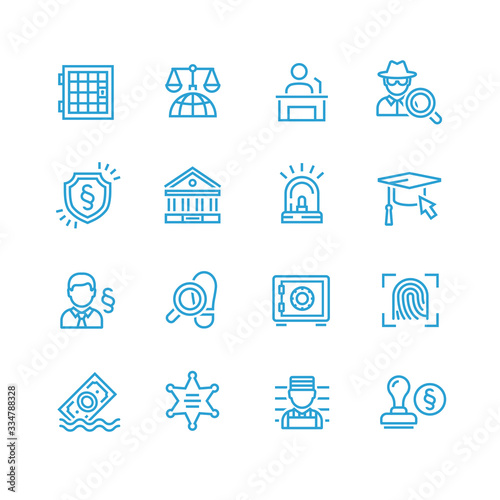 Law and Order Linear Vector Icons Set
