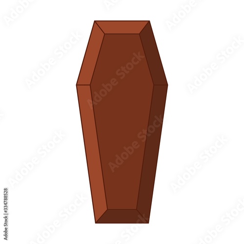 Red classical expensive international coffin a wooden casket. Vector illustration