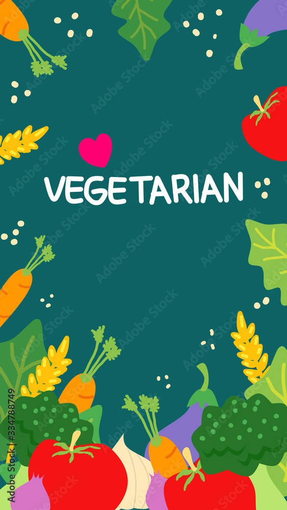 Vegetables in naive art style illustration