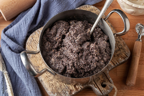Obraz na płótnie Poppy seed filling for buchty - traditional Czech sweet buns made of yeast dough