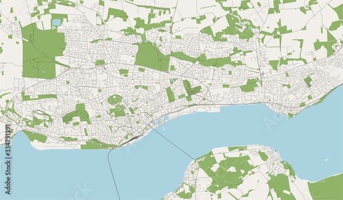 map of the city of Dundee, Scotland, UK