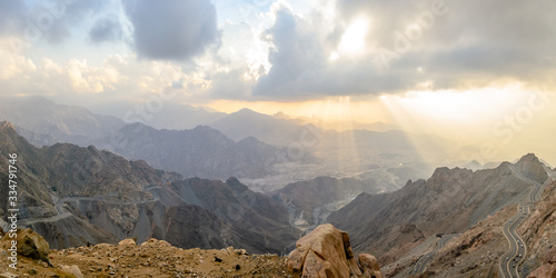 cloudy sky and mountains range at Al Taif, Saudi Arabia