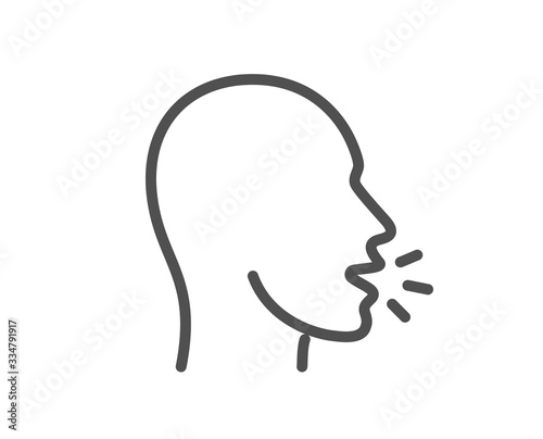 Cough line icon. Coronavirus symptom sign. Flu  sneeze or pneumonie symbol. Quality design element. Editable stroke. Linear style cough icon. Vector