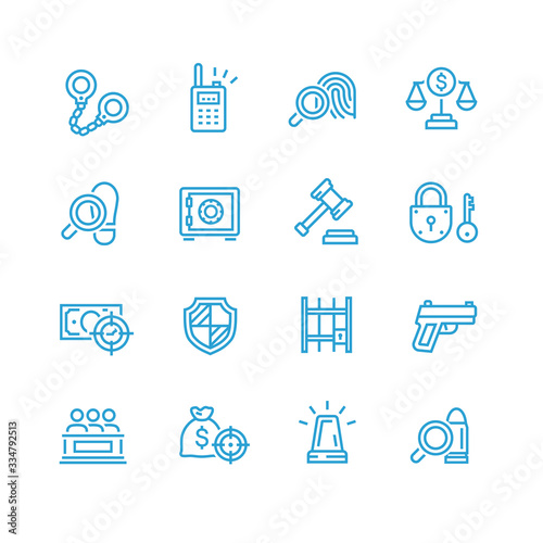Law and Order Linear Vector Icons Set