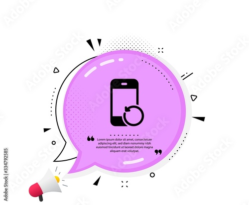 Recovery phone icon. Quote speech bubble. Backup data sign. Restore smartphone information symbol. Quotation marks. Classic recovery phone icon. Vector