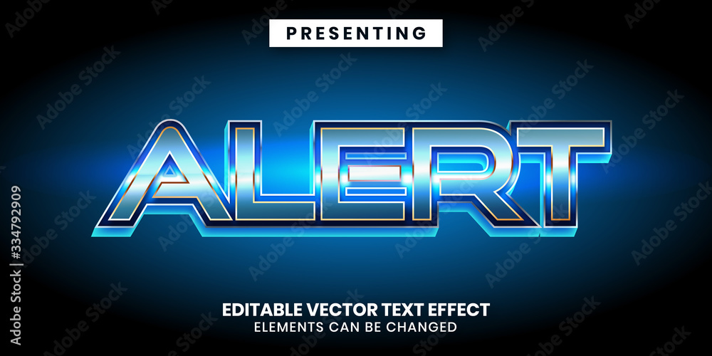Editable text effect shiny blue and gold metallic style Stock Vector ...