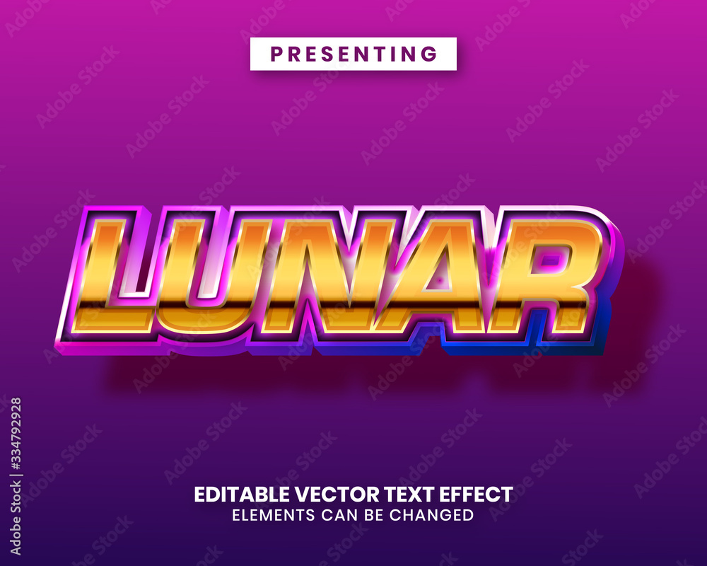 Metallic purple gold glossy style editable text effect