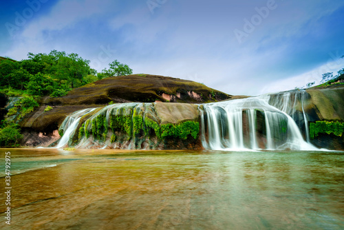 Tham Phra waterfall in Rain Forest at Bueng Kan Province Thailand