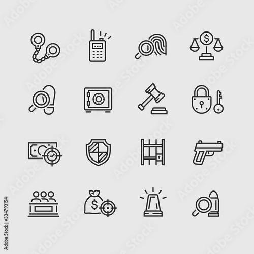 Law and Order Linear Vector Icons Set