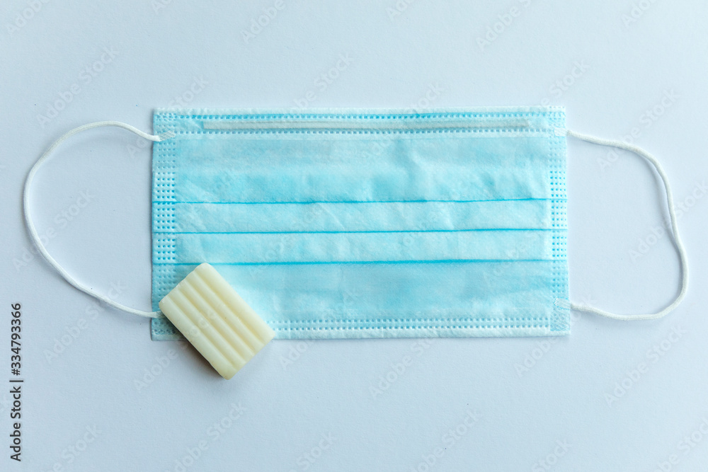 Soap and a protective mask Soap and a protective mask
