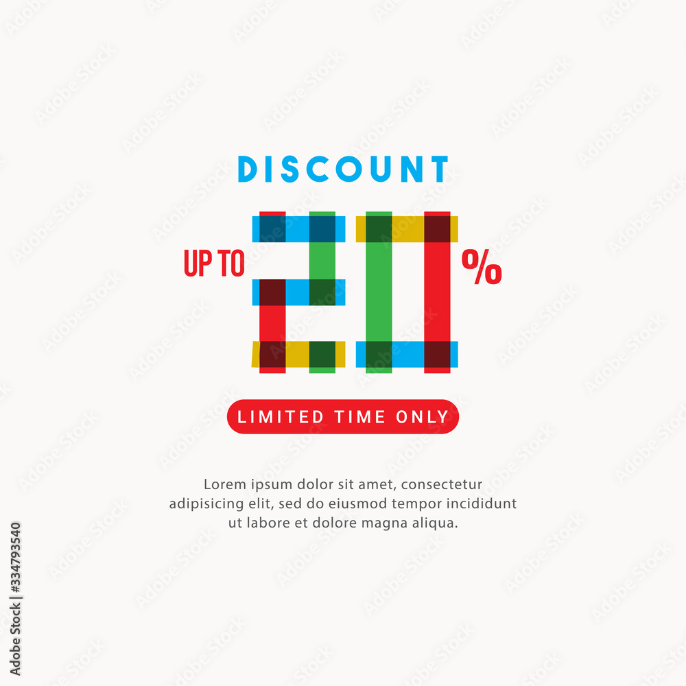 Discount up to 20% off Limited Time Only Label Vector Template Design Illustration