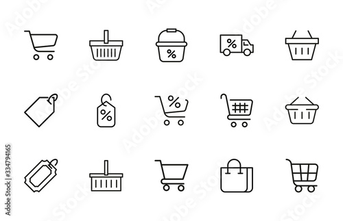 Simple set of grocery modern thin line icons.