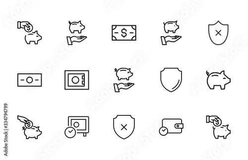 Simple set of insurance icons in trendy line style.