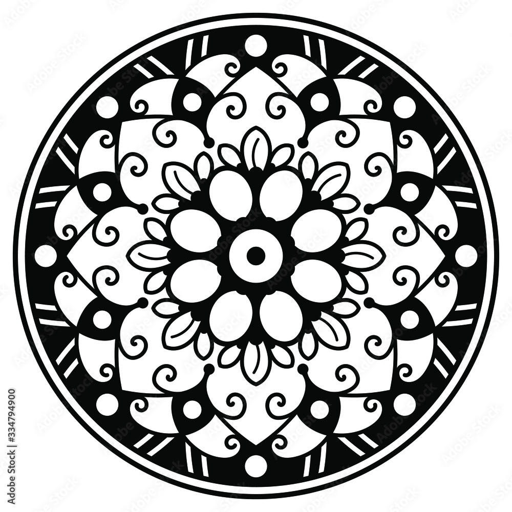 Mandala decorative ornament. Can be used for greeting card, phone case print, etc. Hand drawn background