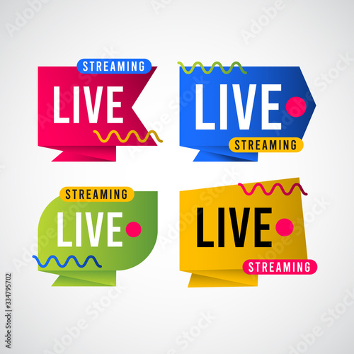 Live Streaming Tag Label Vector Template Design Illustration