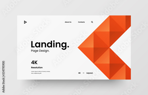 Creative horizontal website screen part for responsive web design project development. Abstract geometric pattern banner layout mock up. Corporate landing page block vector illustration template.