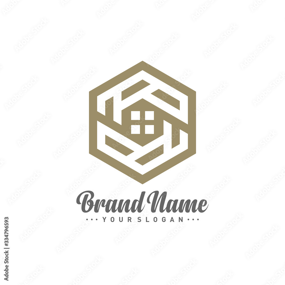 Hexagon with letter S architecture logo template, House logo design concept vector, icon, symbol Hexagon with letter S architecture logo template, House logo design concept vector, icon, symbol