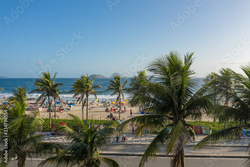 Clear  blue sky over Ipanema beach during a sunset in Brazil