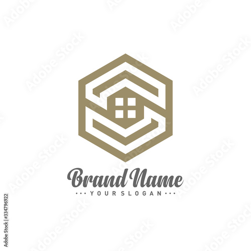 Free Download Hexagon with letter S architecture logo template, House logo design concept vector, icon, symbol - GFXLoad